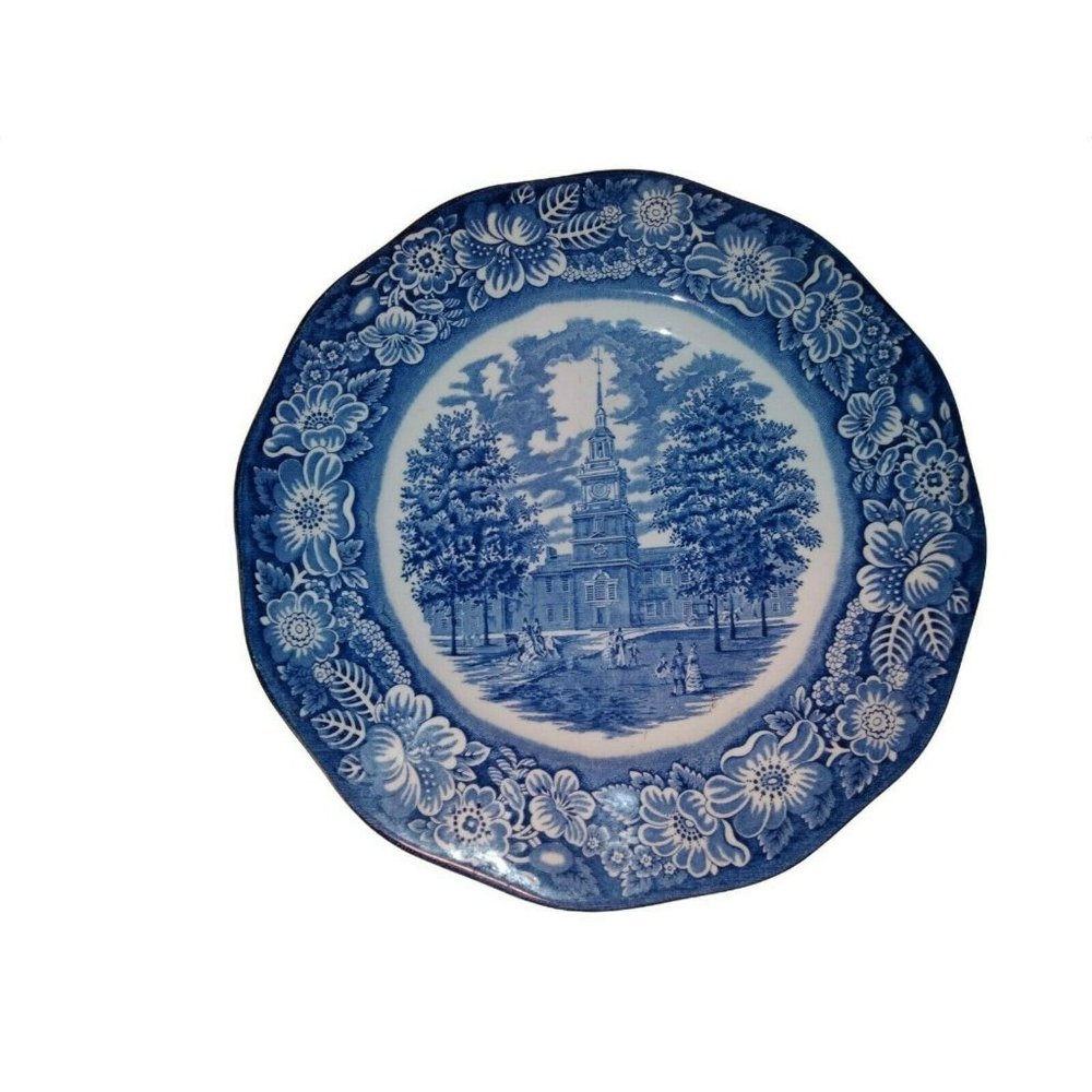 Vintage Liberty Blue Independence Hall Plate